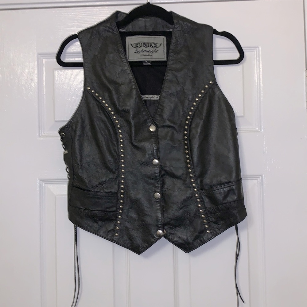Studded Leather Biker Vest